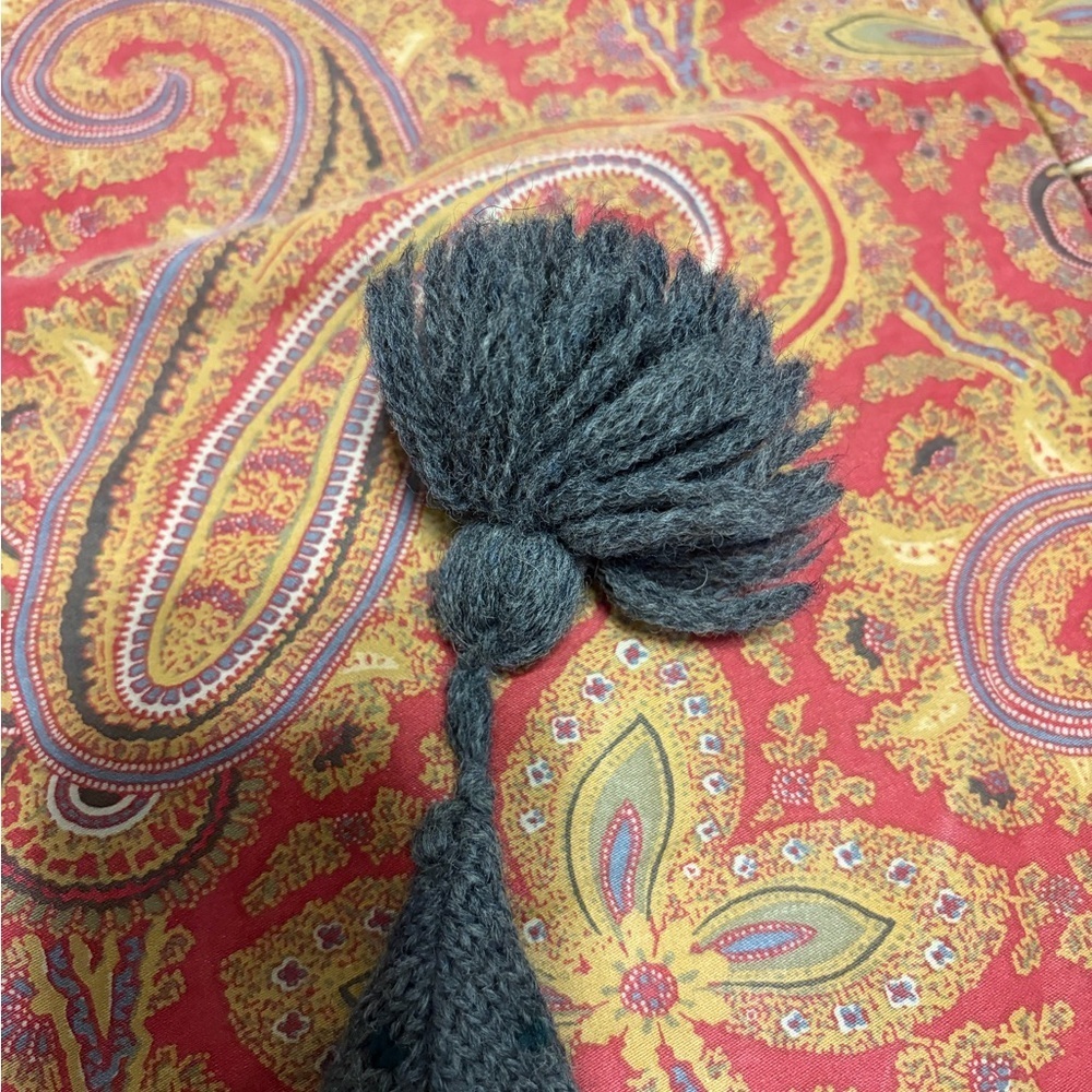 Eddie Bauer Fair Isle 100% Wool Gray Knit Hat w Tassel Ski Snow Winter Vintage - Picture 7 of 7